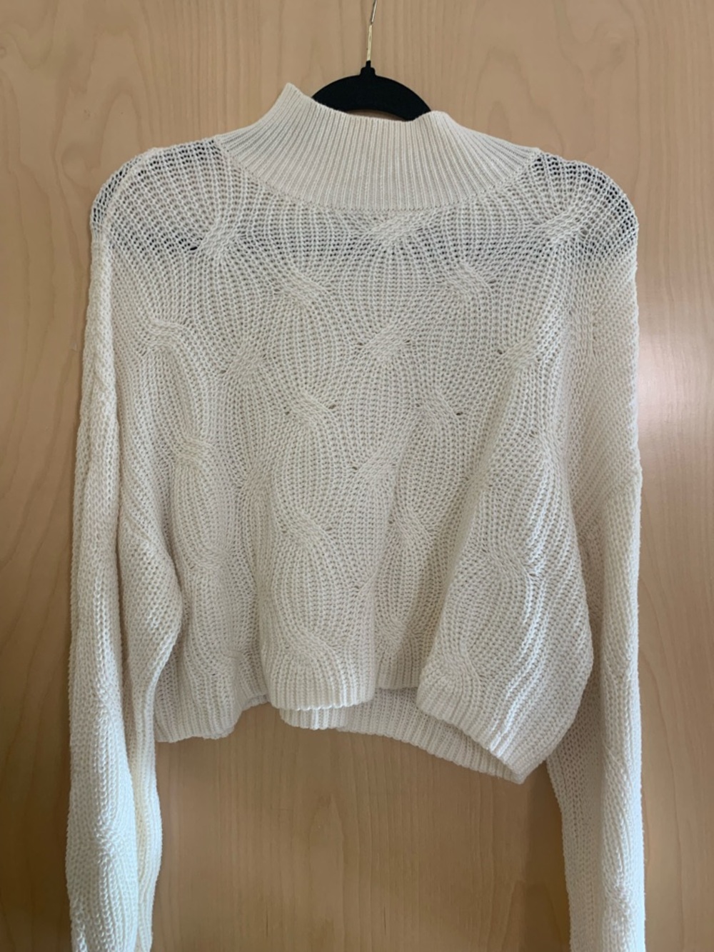 Altar'd State Cream Cable Mock Neck Sweater